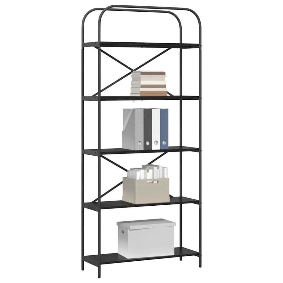 Boekenkast Zwart eiken 80 x 30 x 183 cm Bewerkt hout