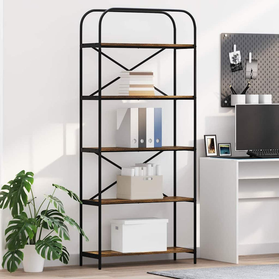 Boekenkast Gerookt eiken 80 x 30 x 183 cm Bewerkt hout
