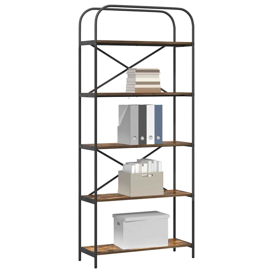 Boekenkast Gerookt eiken 80 x 30 x 183 cm Bewerkt hout