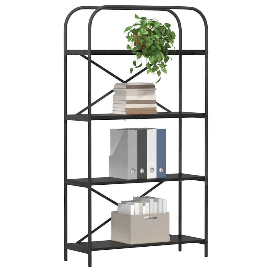 Boekenkast Zwart Eiken 80 x 30 x 146 cm Bewerkt hout