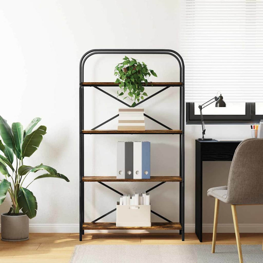Boekenkast Gerookt eiken 80 x 30 x 146 cm Bewerkt hout