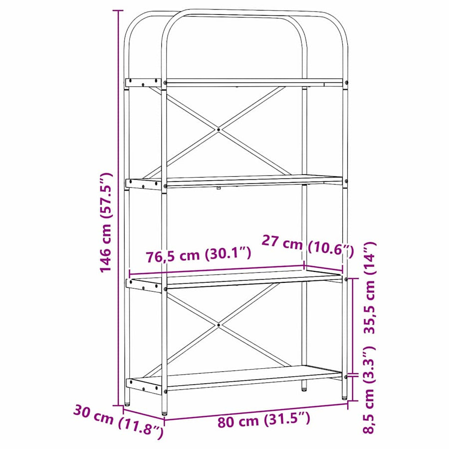 Boekenkast Artisan Eiken 80 x 30 x 146 cm Bewerkt hout