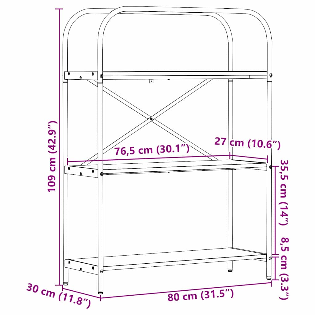 Boekenkast artisanaal eikenkleurig 80 x 30 x 109 cm