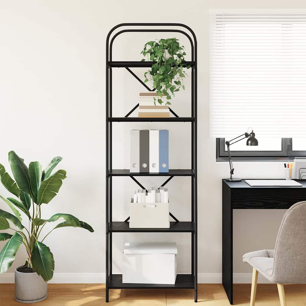 Boekenkast Zwart eiken 60 x 30 x 183 cm Bewerkt hout