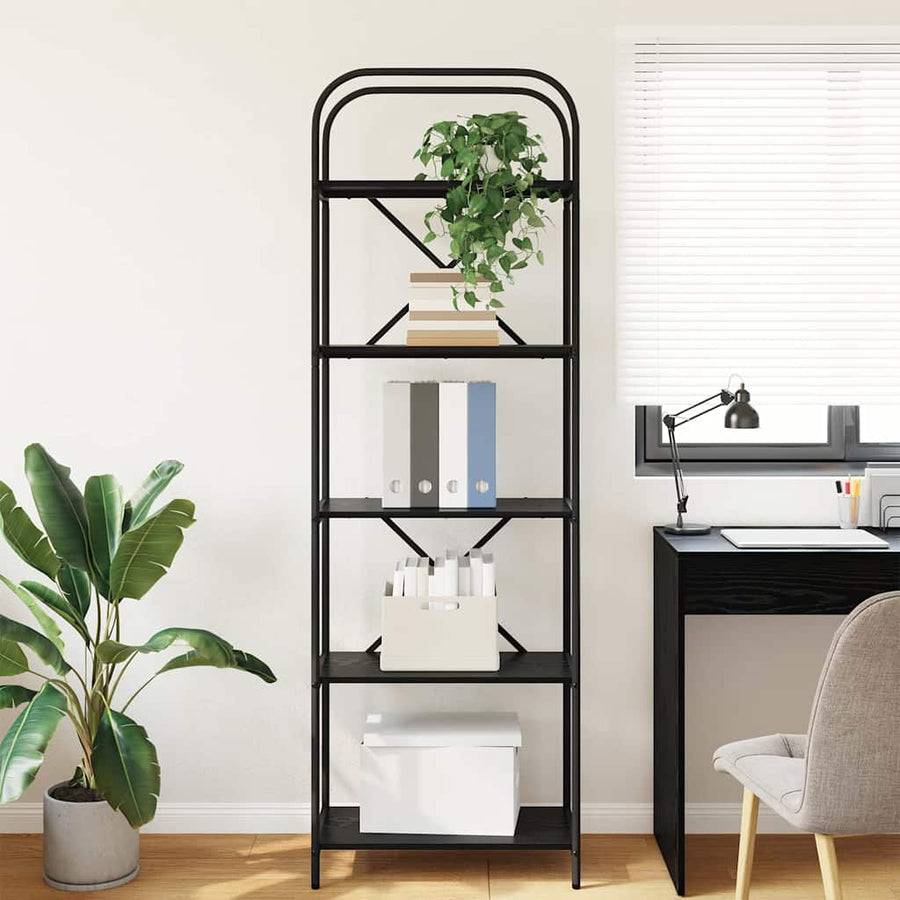 Boekenkast Zwart eiken 60 x 30 x 183 cm Bewerkt hout