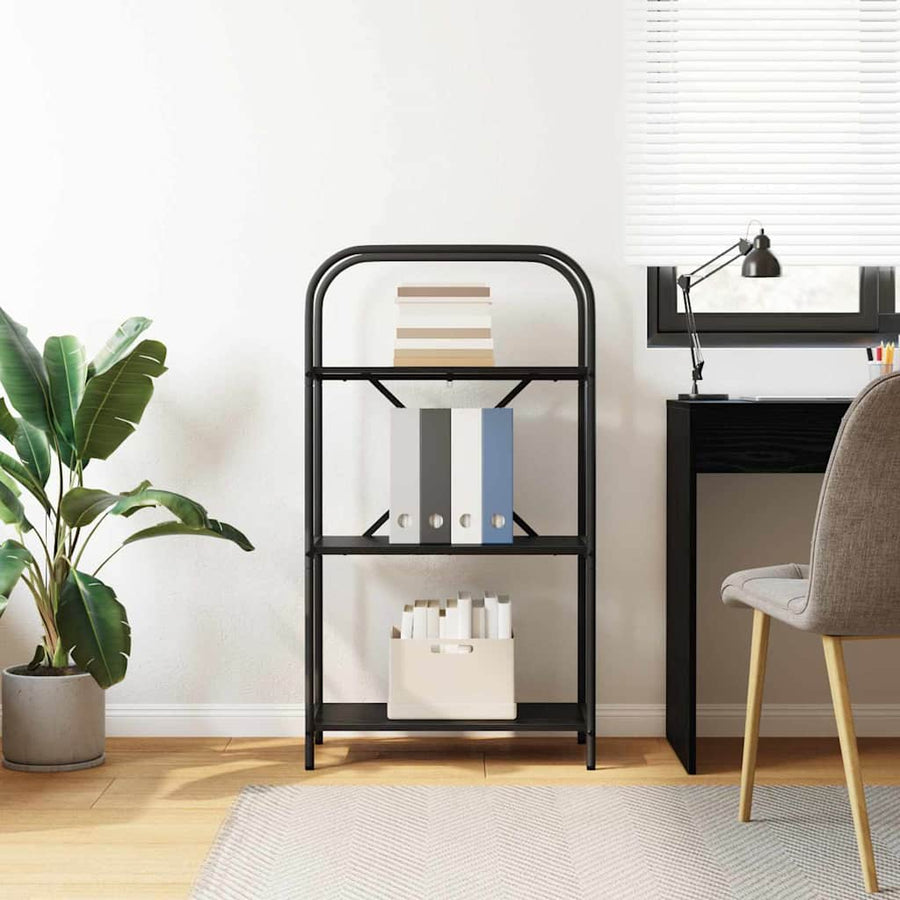 Boekenkast Zwart Eiken 60 x 30 x 109 cm Bewerkt hout