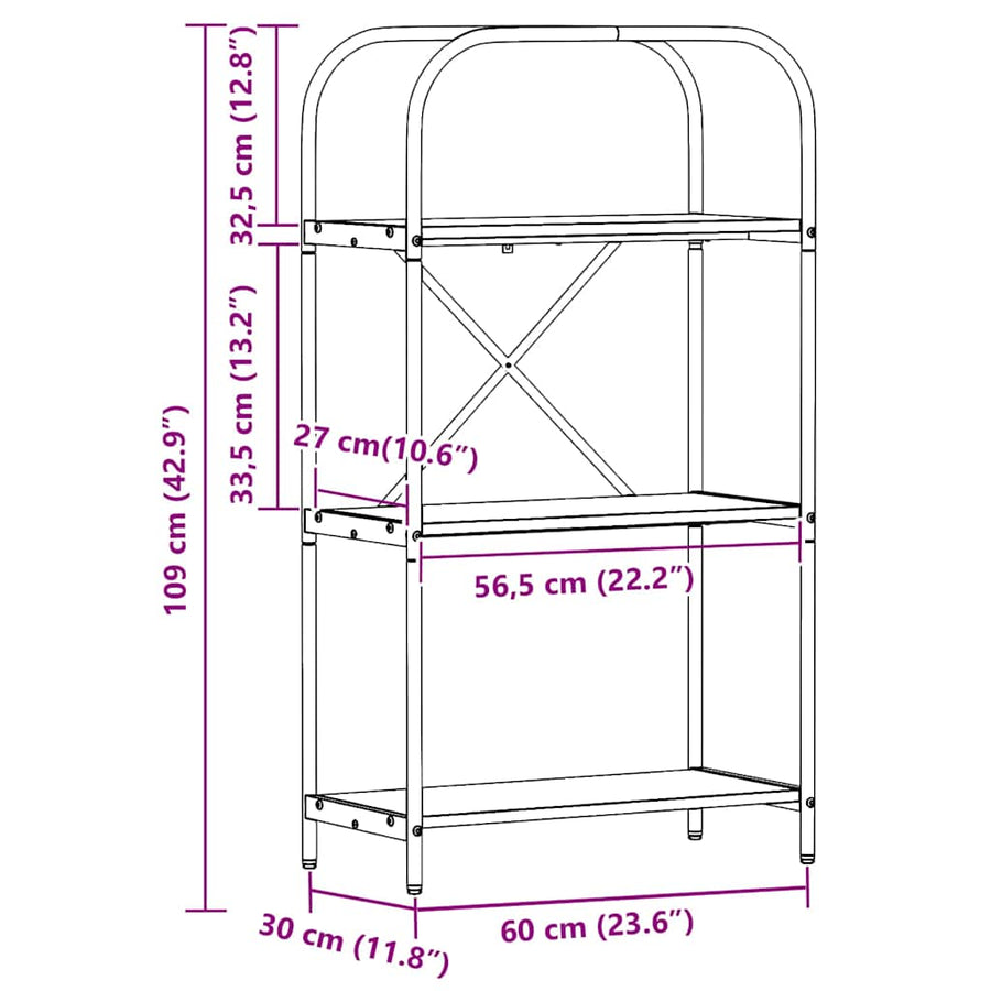 Boekenkast Gerookt eiken 60 x 30 x 109 cm Bewerkt hout