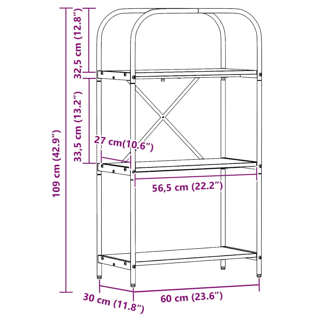 Boekenkast Oudhout 60 x 30 x 109 cm Bewerkt hout