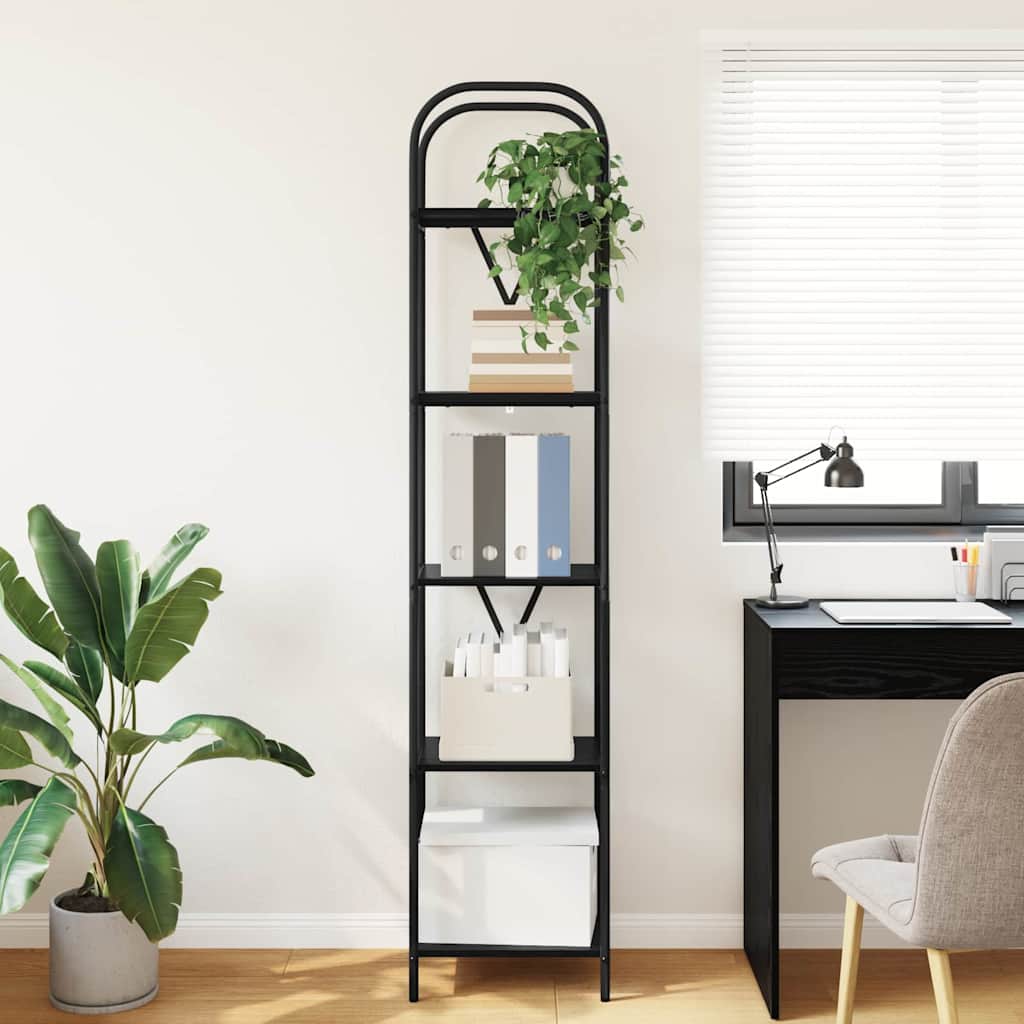 Boekenkast Zwart Eiken 40 x 30 x 183 cm Bewerkt hout