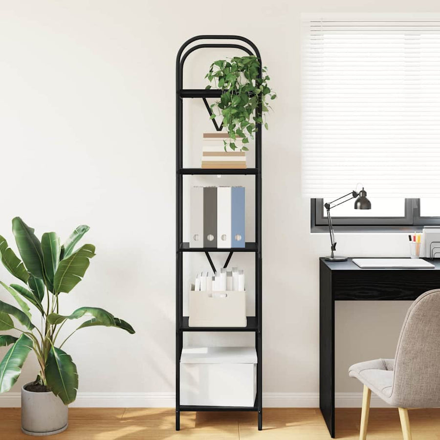 Boekenkast Zwart Eiken 40 x 30 x 183 cm Bewerkt hout