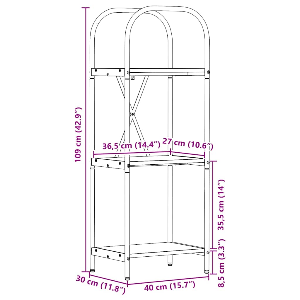 Boekenkast Zwart Eiken 40 x 30 x 109 cm Bewerkt hout