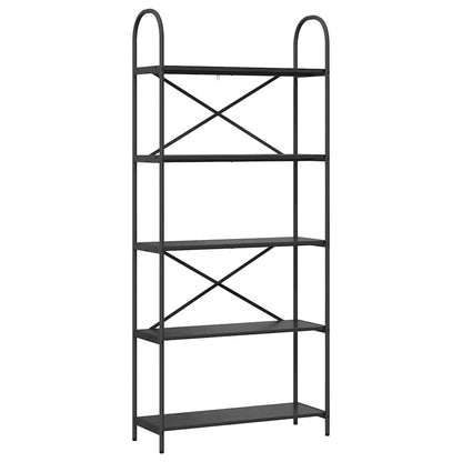 Boekenkast Zwart Eiken 80 x 30 x 183 cm Bewerkt hout
