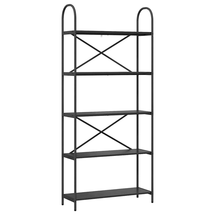 Boekenkast Zwart Eiken 80 x 30 x 183 cm Bewerkt hout