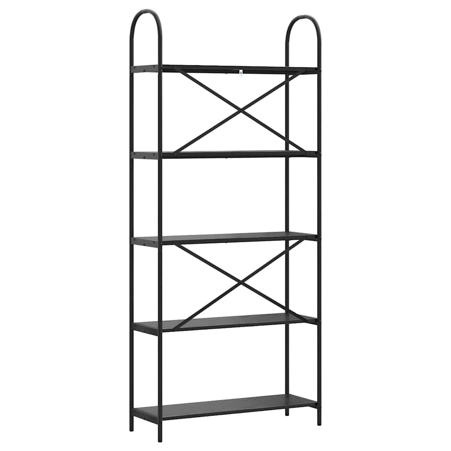 Boekenkast Zwart Eiken 80 x 30 x 183 cm Bewerkt hout