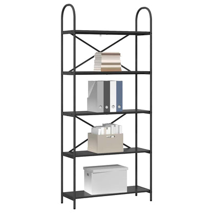 Boekenkast Zwart Eiken 80 x 30 x 183 cm Bewerkt hout