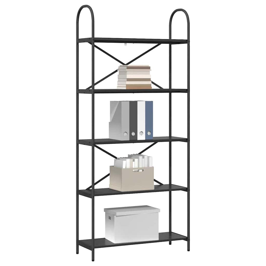 Boekenkast Zwart Eiken 80 x 30 x 183 cm Bewerkt hout