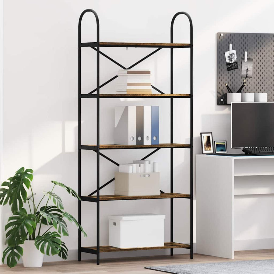 Boekenkast Gerookt eiken 80 x 30 x 183 cm Bewerkt hout