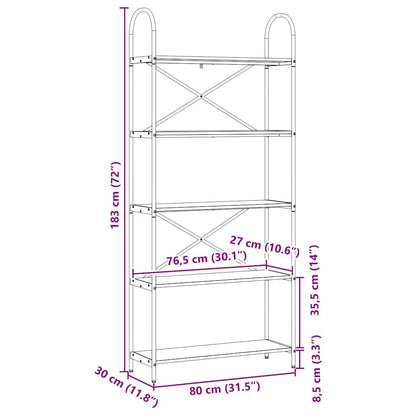 Boekenkast Gerookt eiken 80 x 30 x 183 cm Bewerkt hout