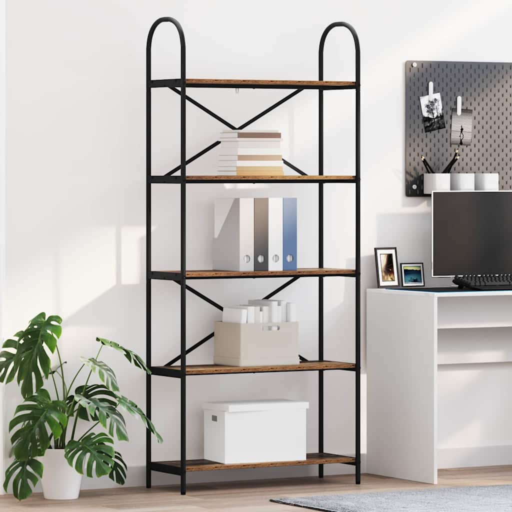 Boekenkast Oudhout 80 x 30 x 183 cm Bewerkt hout