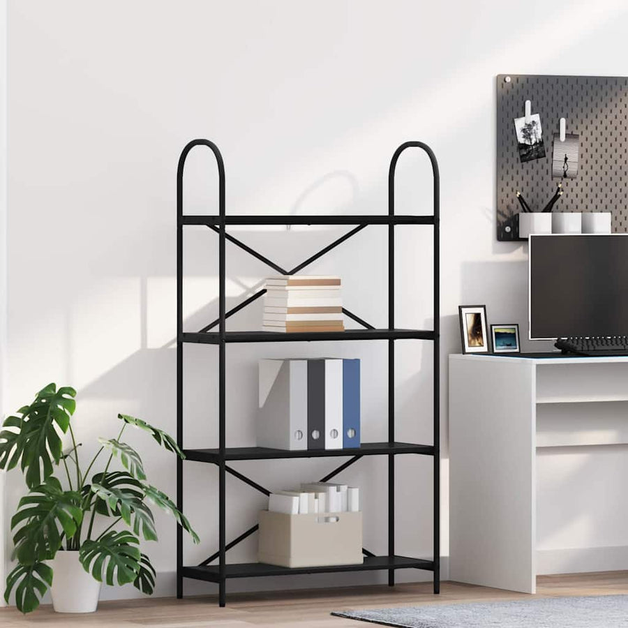 Boekenkast Zwart Eiken 80 x 30 x 146 cm Bewerkt hout