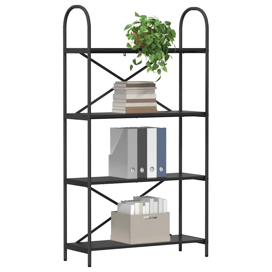 Boekenkast Zwart Eiken 80 x 30 x 146 cm Bewerkt hout