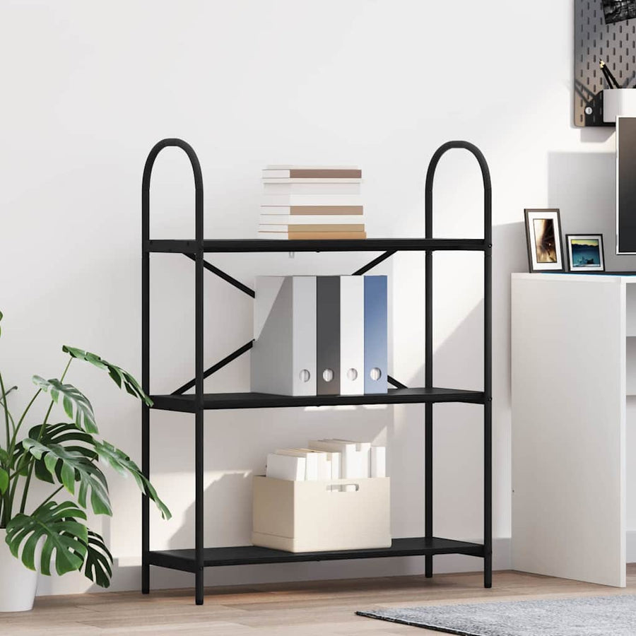 Boekenkast Zwart Eiken 80 x 30 x 109 cm Bewerkt hout