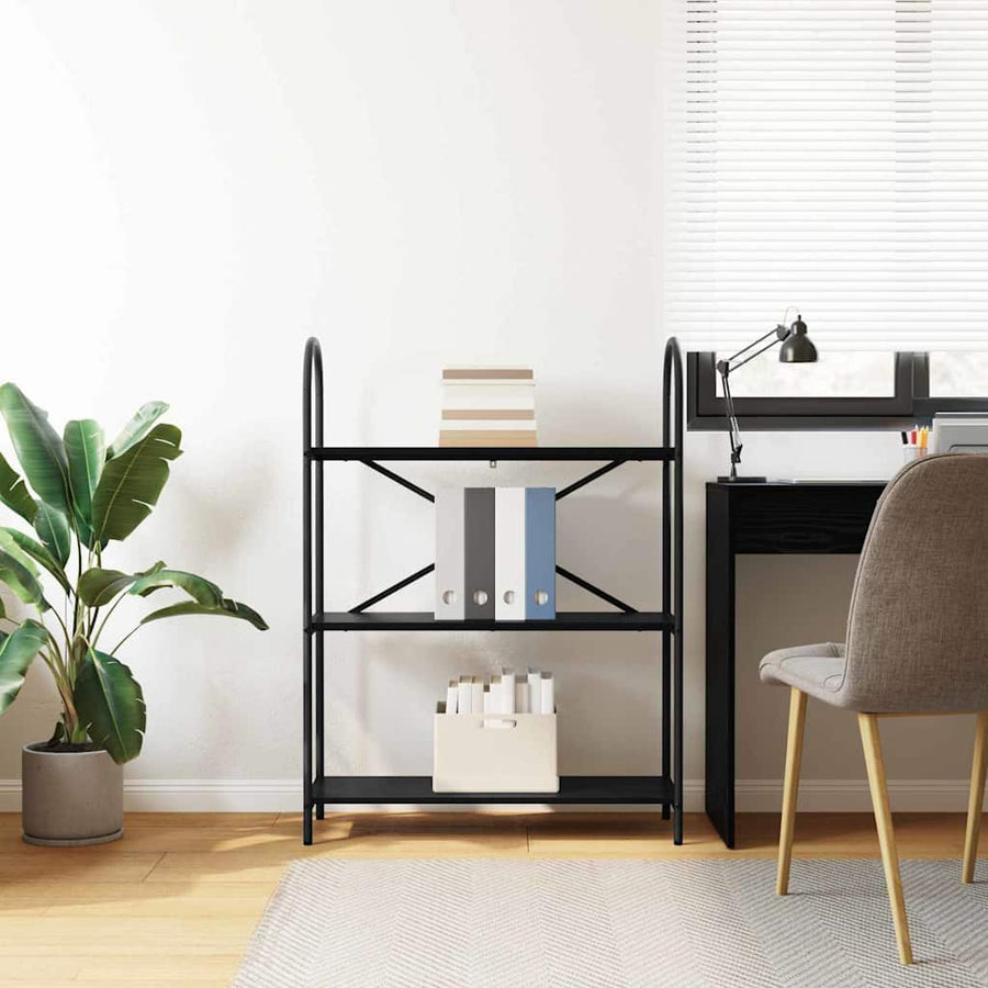 Boekenkast Zwart Eiken 80 x 30 x 109 cm Bewerkt hout