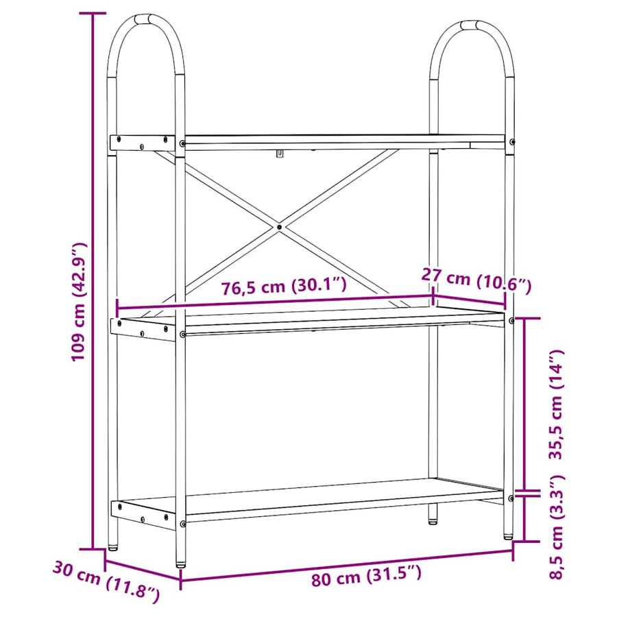 Boekenkast Grijs Sonoma 80 x 30 x 109 cm Bewerkt hout