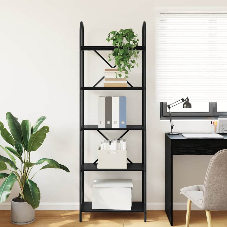 Boekenkast Zwart Eiken 60 x 30 x 183 cm Bewerkt hout