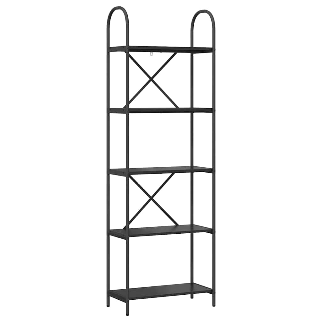 Boekenkast Zwart Eiken 60 x 30 x 183 cm Bewerkt hout