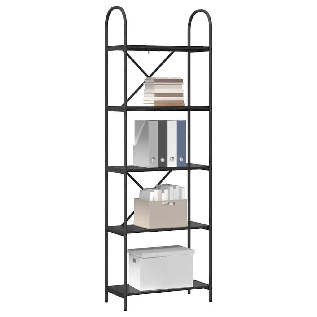 Boekenkast Zwart Eiken 60 x 30 x 183 cm Bewerkt hout