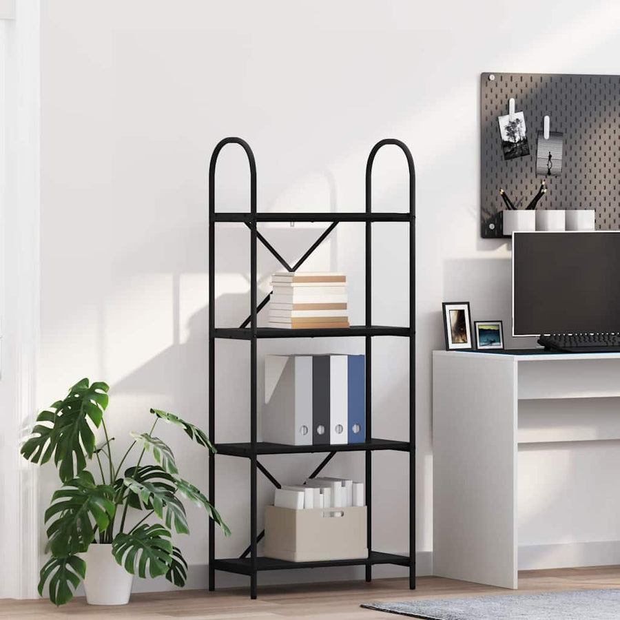 Boekenkast Zwart Eiken 60 x 30 x 146 cm Bewerkt hout