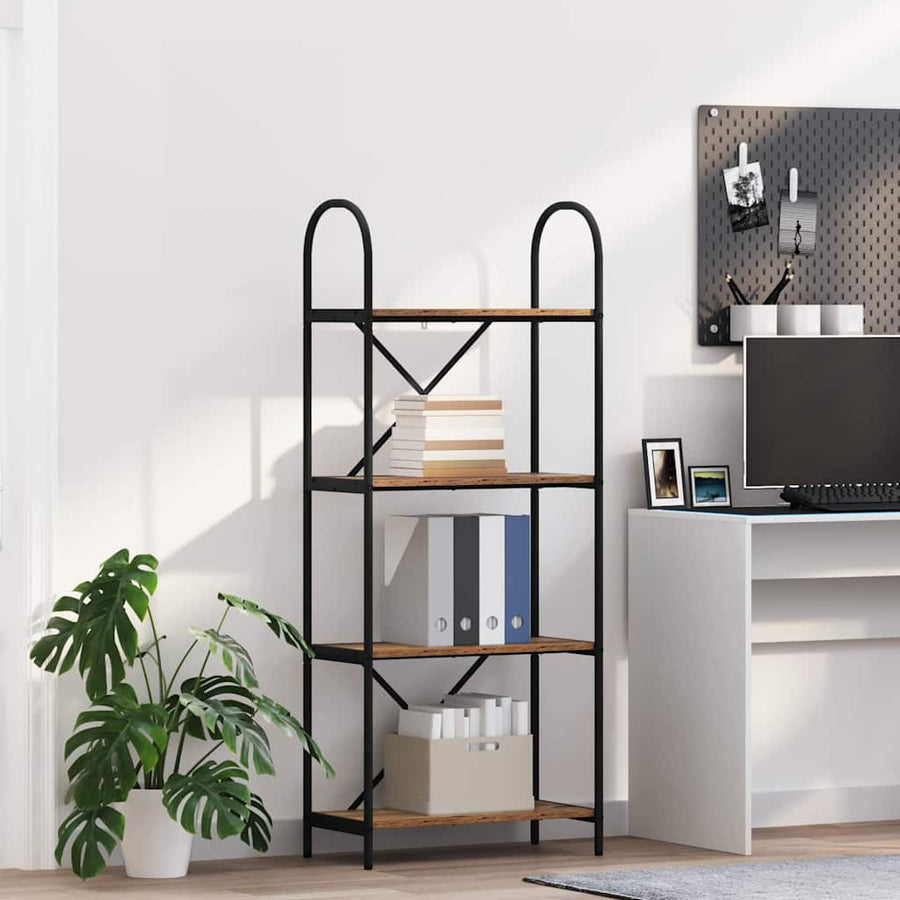 Boekenkast Oud hout 60 x 30 x 146 cm Bewerkt hout