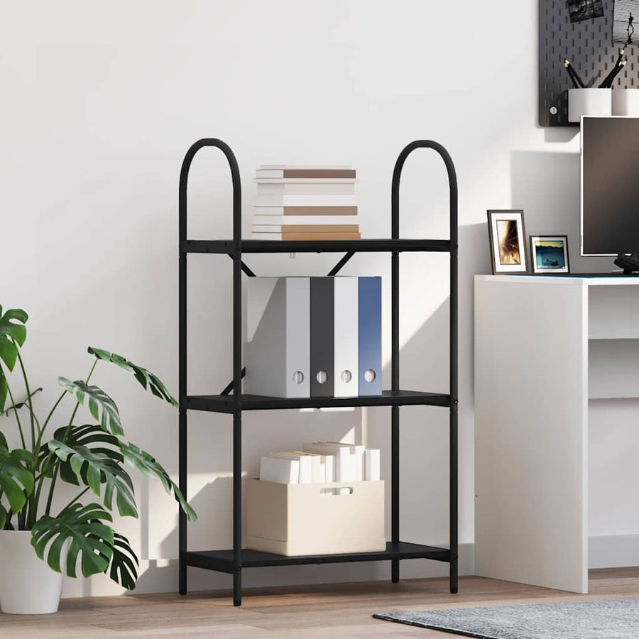 Boekenkast Zwart Eiken 60 x 30 x 109 cm Bewerkt hout