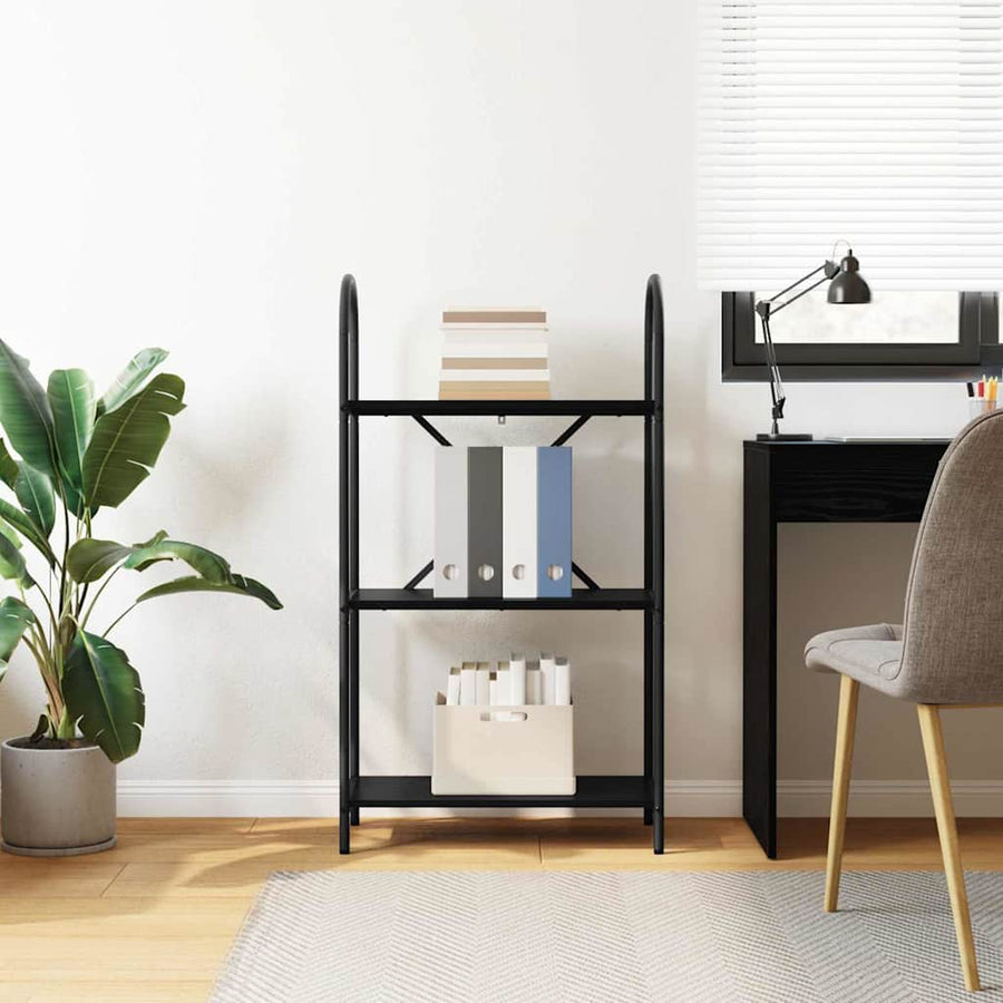 Boekenkast Zwart Eiken 60 x 30 x 109 cm Bewerkt hout