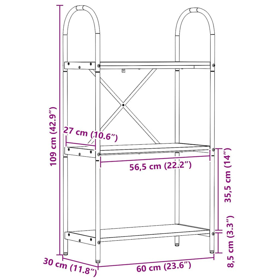Boekenkast Oudhout 60 x 30 x 109 cm Bewerkt hout