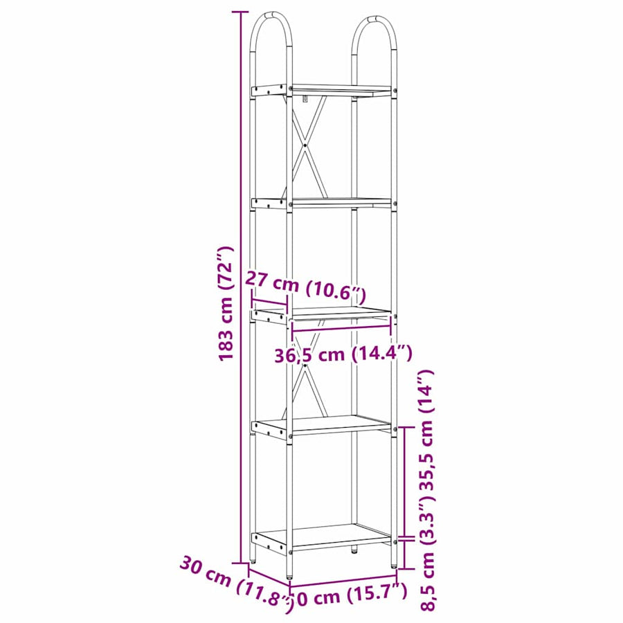 Boekenkast Artisan Eiken 40 x 30 x 183 cm Bewerkt hout