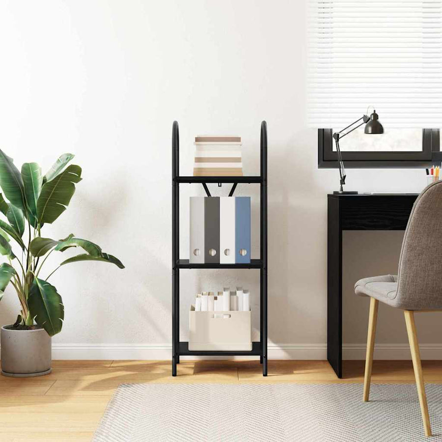 Boekenkast Zwart Eiken 40 x 30 x 109 cm Bewerkt hout