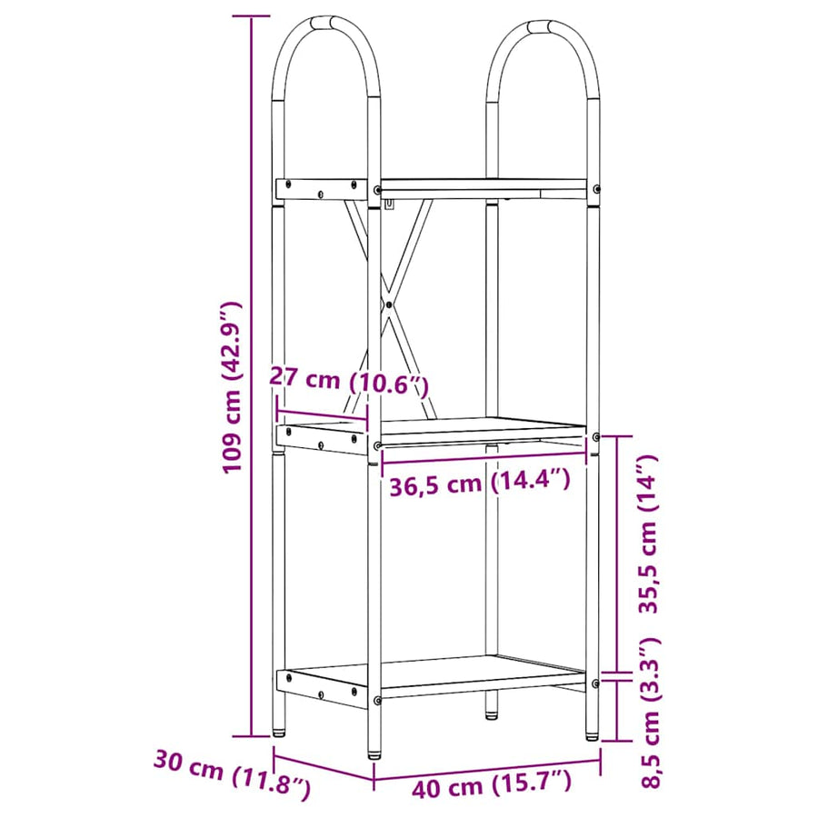 Boekenkast Grijs Sonoma 40 x 30 x 109 cm Bewerkt hout