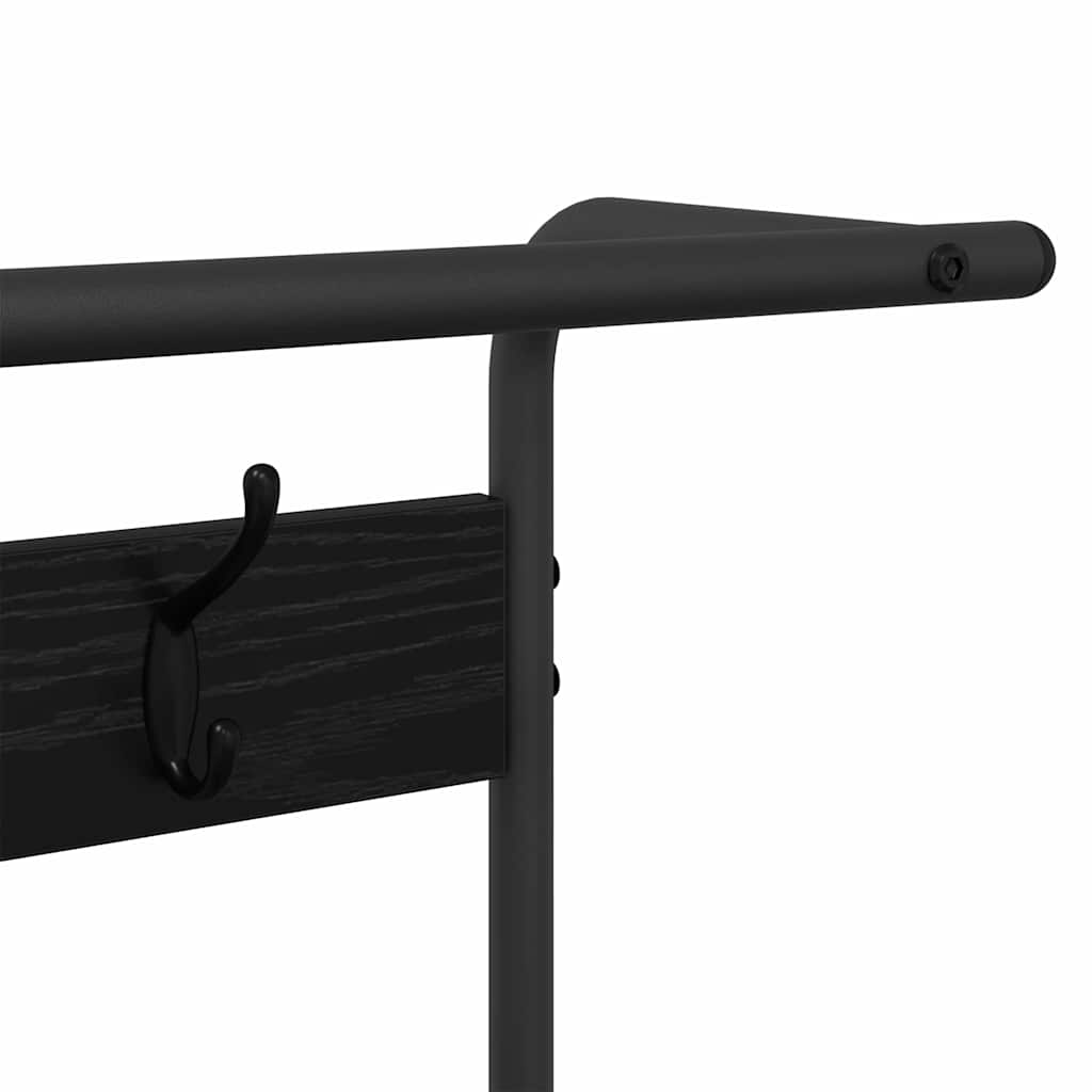 Kapstok met plank Zwart eiken 75 x 34 x 184 cm Bewerkt hout