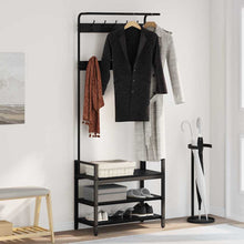 Kapstok met plank Zwart eiken 75 x 34 x 184 cm Bewerkt hout