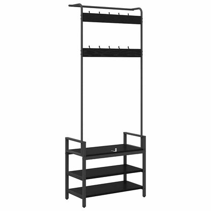Kapstok met plank Zwart eiken 75 x 34 x 184 cm Bewerkt hout