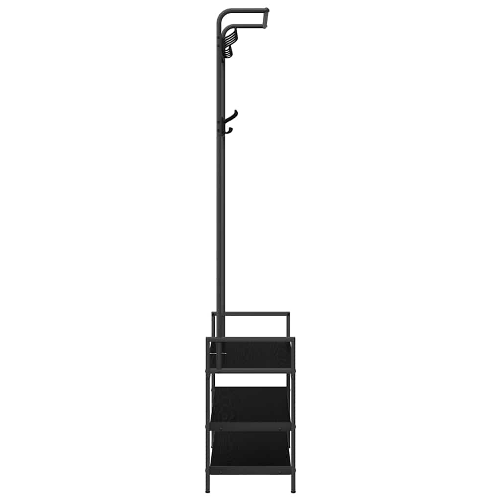Kapstok met plank Zwart eiken 75 x 34 x 184 cm Bewerkt hout