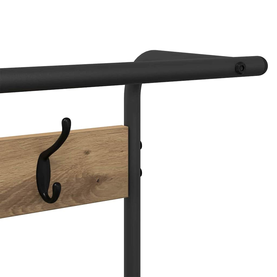 Kapstok artisanaal eikenkleurig 75 x 34 x 184 cm Bewerkt hout