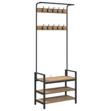 Kapstok artisanaal eikenkleurig 75 x 34 x 184 cm Bewerkt hout