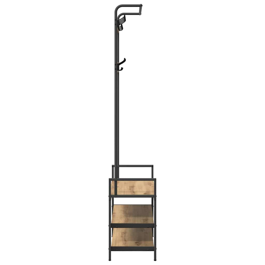Kapstok artisanaal eikenkleurig 75 x 34 x 184 cm Bewerkt hout