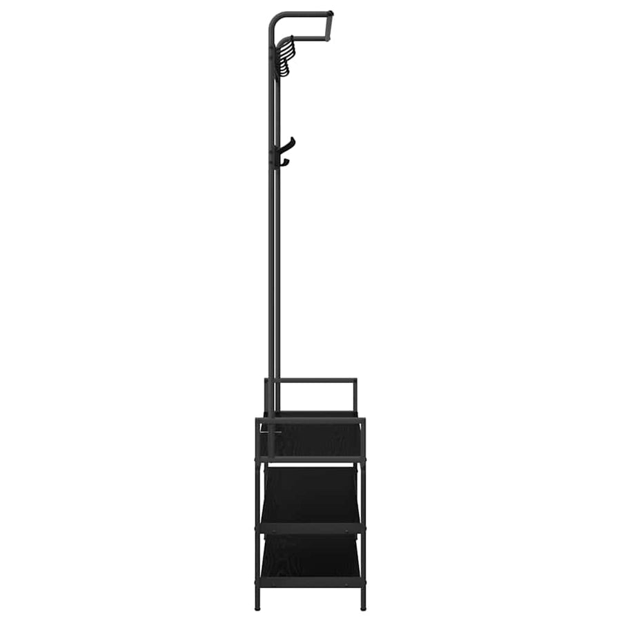 Kapstok met plank Zwart Eiken 95 x 34 x 184 cm Bewerkt hout