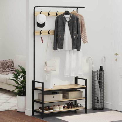 Kapstok met plank Sonoma eiken 95 x 34 x 184 cm Bewerkt hout