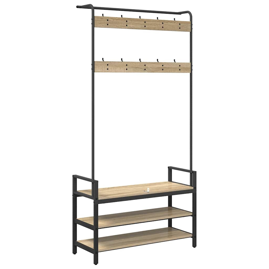 Kapstok met plank Sonoma eiken 95 x 34 x 184 cm Bewerkt hout
