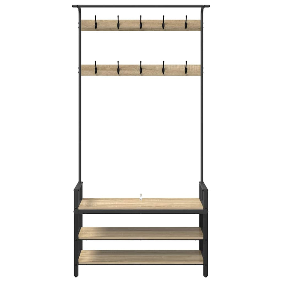 Kapstok met plank Sonoma eiken 95 x 34 x 184 cm Bewerkt hout